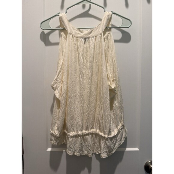 Women’s Guess Ivory Sleeveless Blouse Peplum Size Large - Picture 3 of 5